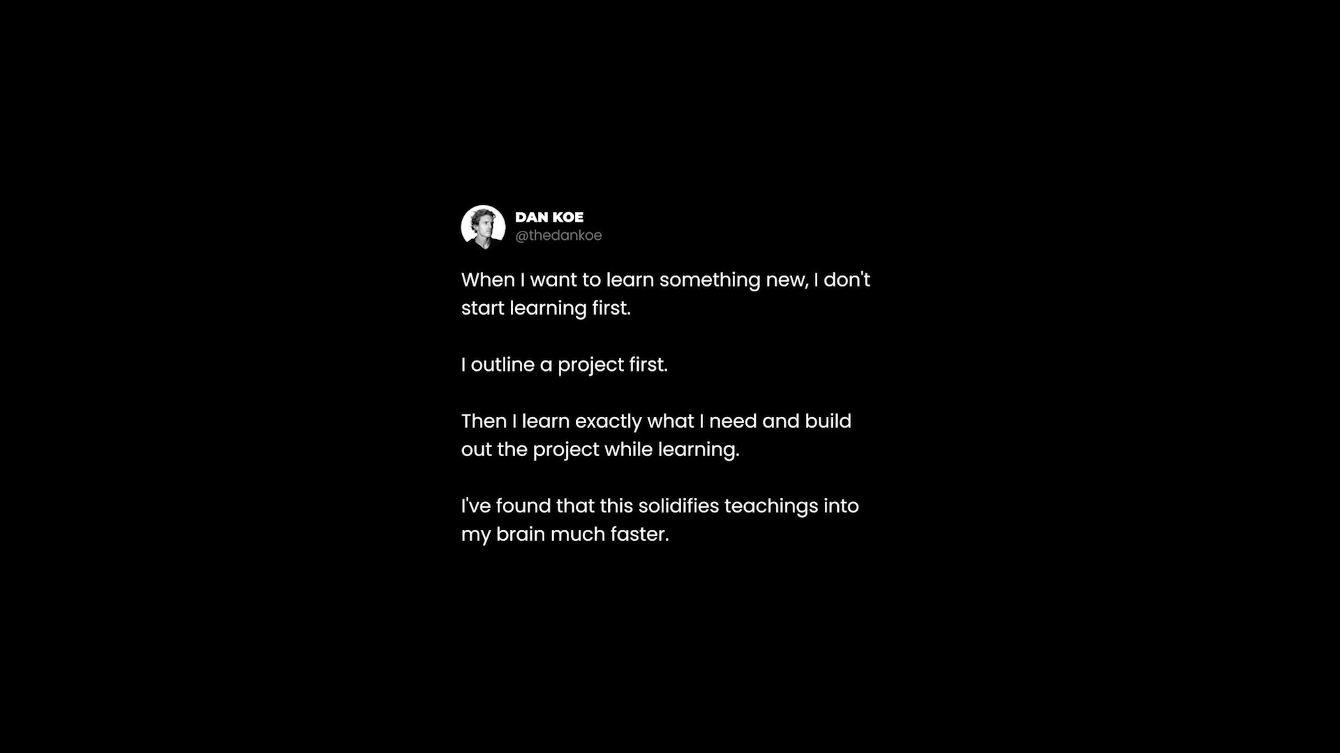 Dan Koe 关于项目优先的推文